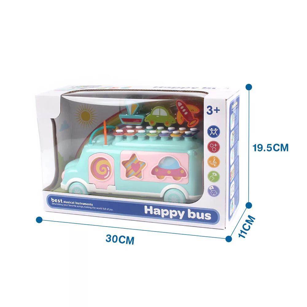 Happy Bus Shape Xylophone Multi Color Musical Toy for Kids 3+ Educational - Al-Raheem Imports