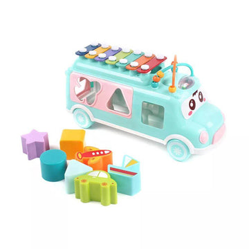 Happy Bus Shape Xylophone Multi Color Musical Toy for Kids 3+ Educational - Al-Raheem Imports
