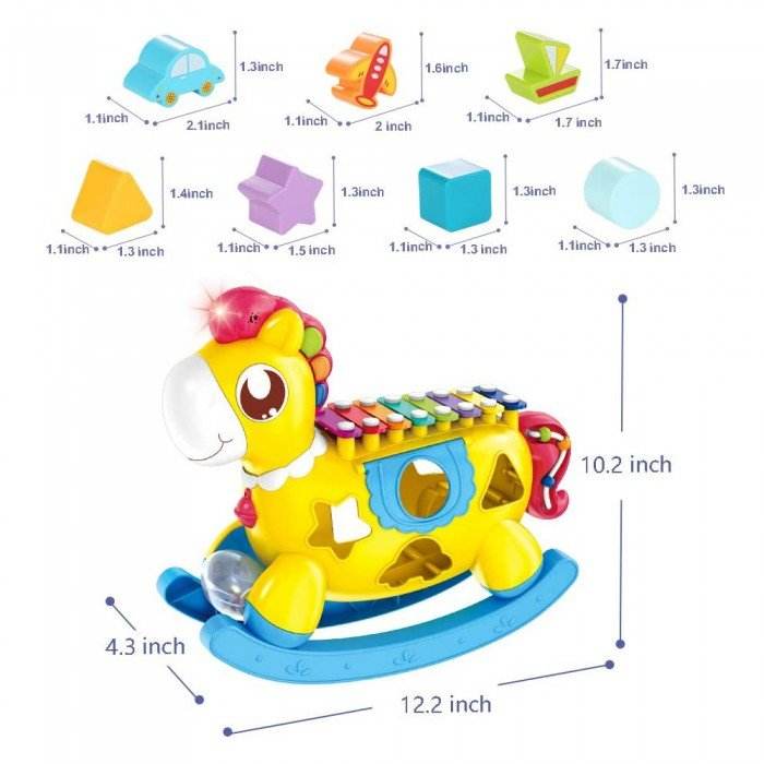 Happy Pony Musical Xylophone Toy with Lights & Geometric Shapes for Kids 3+ - Al-Raheem Imports