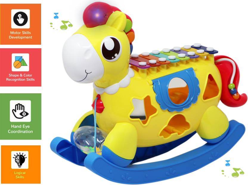 Happy Pony Musical Xylophone Toy with Lights & Geometric Shapes for Kids 3+ - Al-Raheem Imports