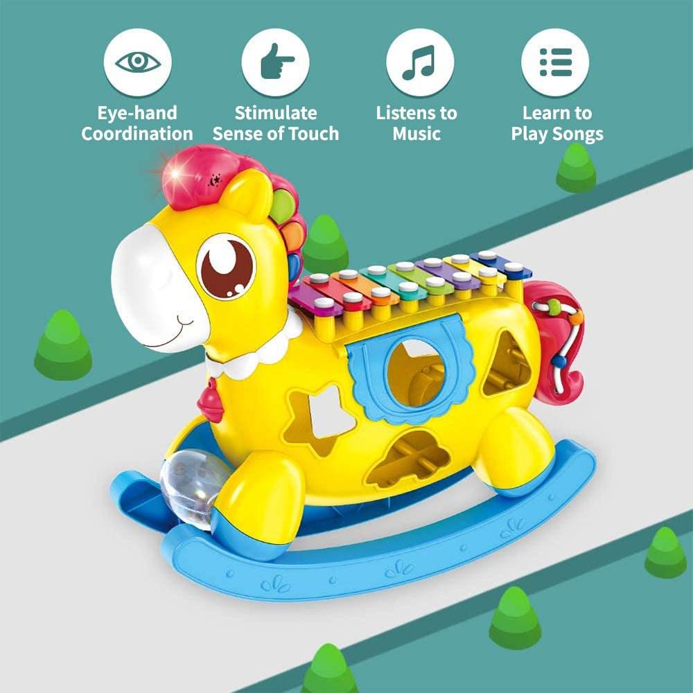 Happy Pony Musical Xylophone Toy with Lights & Geometric Shapes for Kids 3+ - Al-Raheem Imports