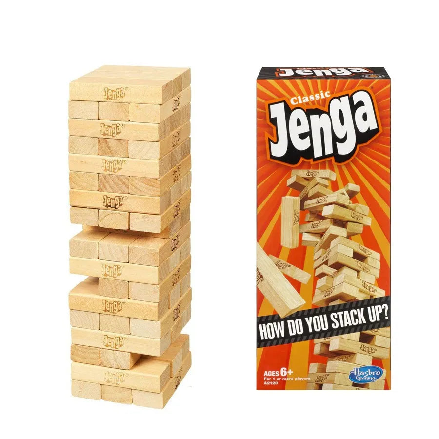 Classic Jenga Wooden Stacking Tower Board Game for Kids Ages 6+ Family Fun Strategy Block Building Game Natural Wood