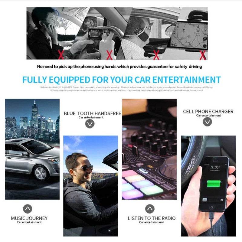 HEVXM Multifunction Car MP3 Radio Player With Color Lights MP3 Player FM Radio USB AUX Hands Free Calling - Al-Raheem Imports