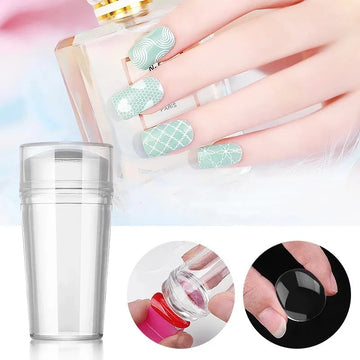Pack of 4 Transparent Silicone Nail Art Stamper Tool French Nails Stamping Head Easy Transfer for Manicure