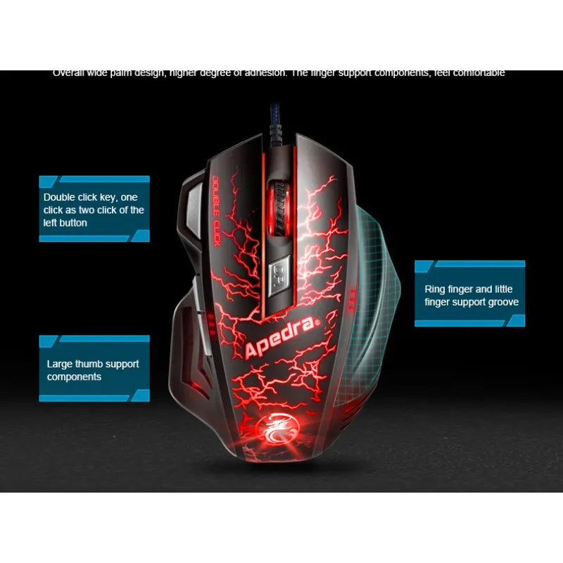 A7 3200 DPI 7-Key USB Wired Optical Gaming Mouse with RGB Breathing Lights