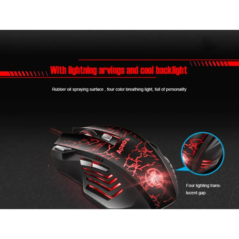 A7 3200 DPI 7-Key USB Wired Optical Gaming Mouse with RGB Breathing Lights