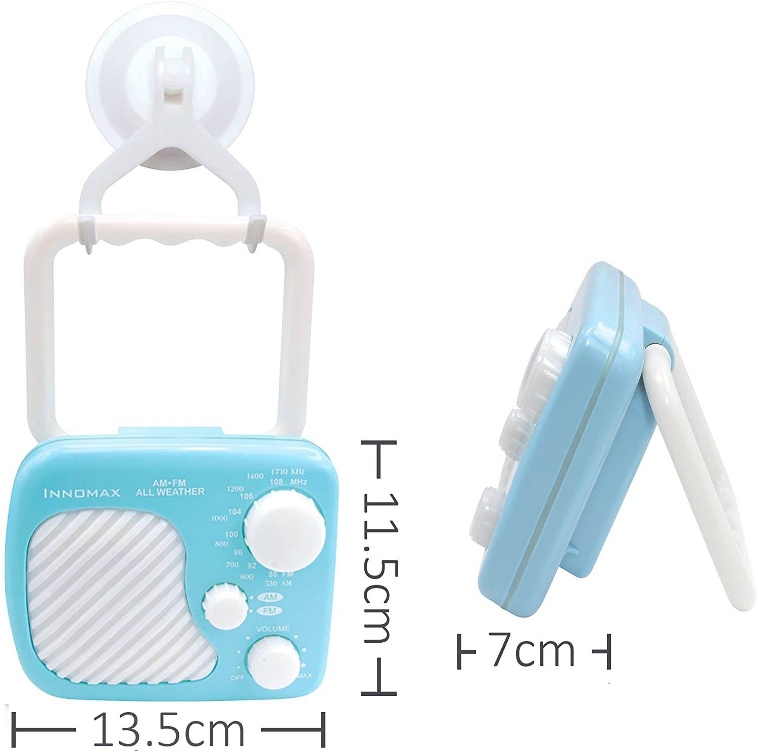 INNOMAX Splash Proof Shower Radio Speaker AM/FM Blue - Al-Raheem Imports