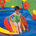 Intex 57453 Rainbow Ring Inflatable Paddling Pool for Children with Water Slide, Fun Ballz & Inflatable Rings - Al-Raheem Imports