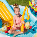 Fishing Fun Play Center Inflatable 57162 Kiddie Swimming Pool with Palm Tree Sprinkler, Slide, & Colored Balls - Al-Raheem Imports