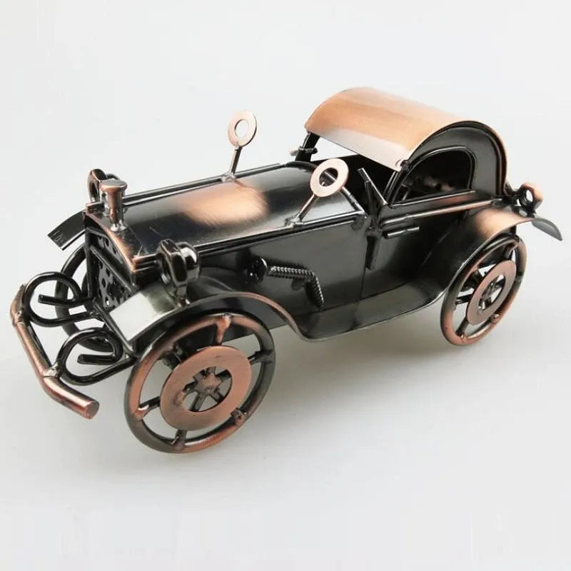 Vintage Handmade Metal Bone Shaker Car Model Retro Iron Old Car Ornament Nostalgic Desk Decor