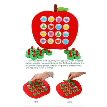 Wooden Apple Memory Chess Game Montessori Memory Match Toy with 5 Double-Sided Cards