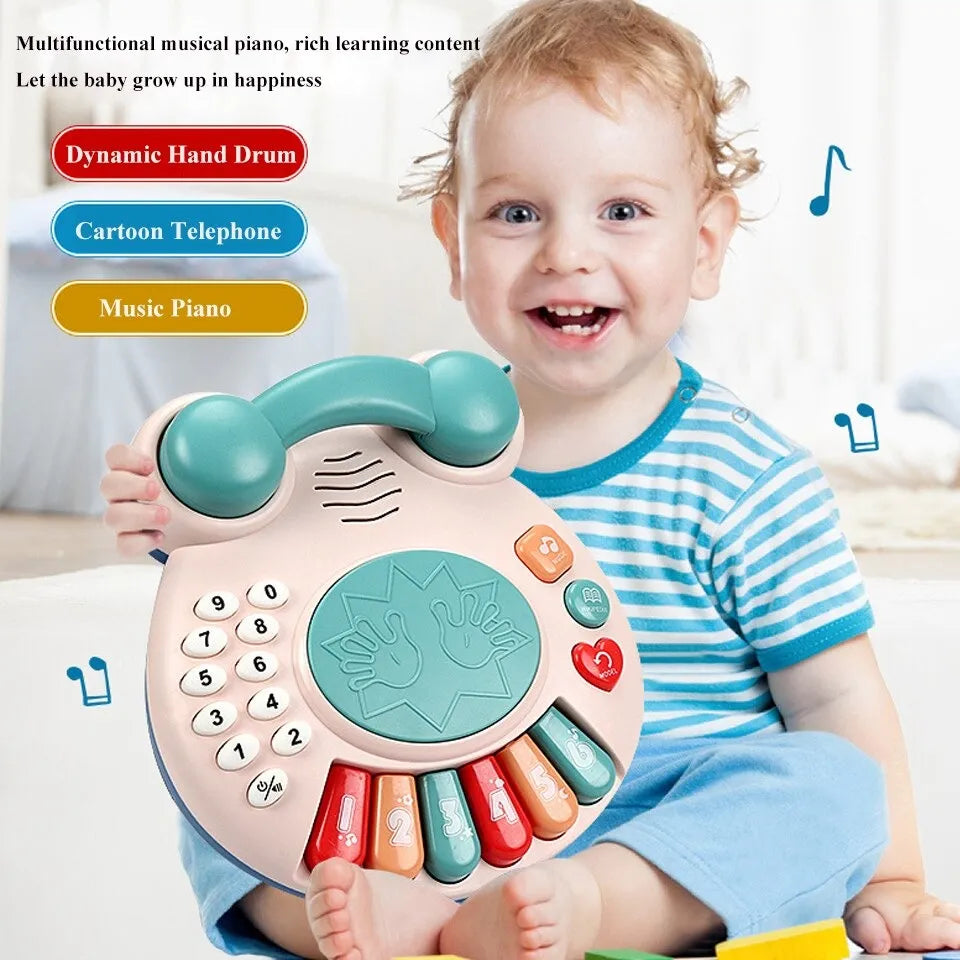 Children Music Telephone Multifunctional Piano and Hand Drum Baby Educational Toy