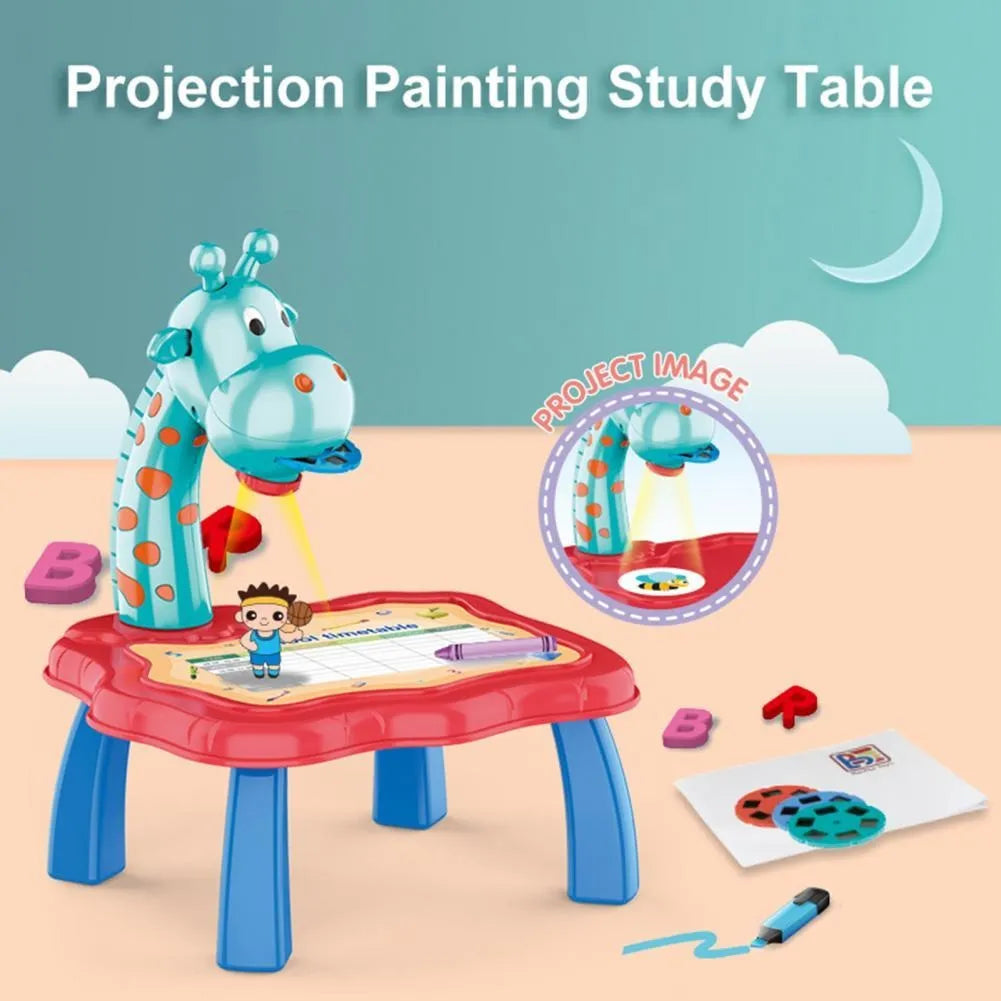 Kids Educational Art Projector Drawing Board Multi Color Sketching Desk Creative Learning Toy Smart Tracing Table Ages 3+