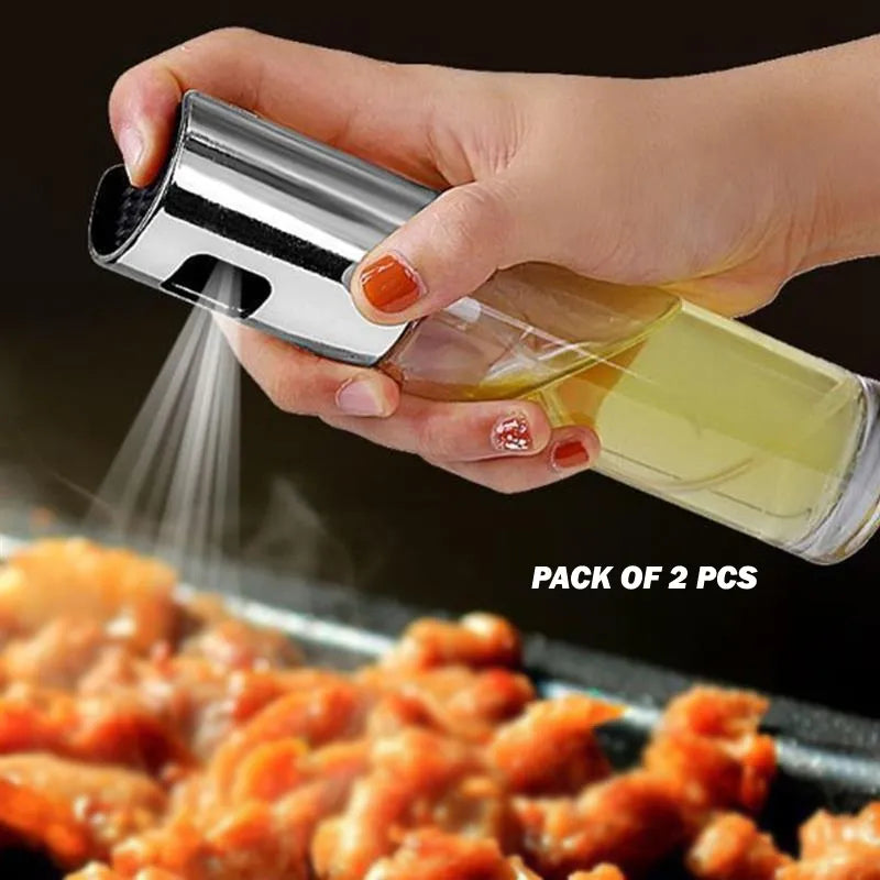 Set of 2 Kitchen Baking Oil Cook Spray Bottles and Vinegar Dispenser Glass Cooking Tools with Eco Friendly Oil Sprayer for Air Fryer and BBQ
