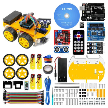 LAFVIN Multi-Function 4WD Robot Car Kit with Ultrasonic Module and Arduino R3