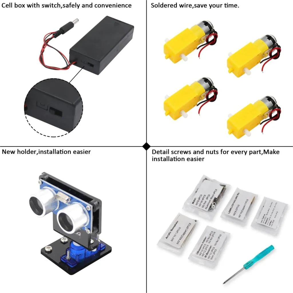 LAFVIN Multi-Function 4WD Robot Car Kit with Ultrasonic Module and Arduino R3