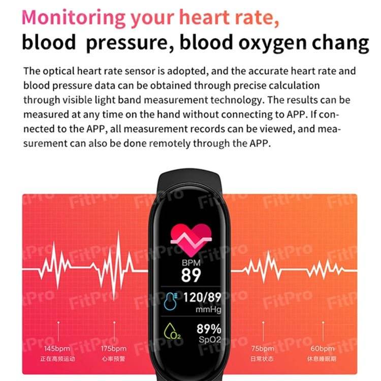 M6 Smart Band Fitness Watch Tracker Heart Rate Blood Pressure Android iOS - Al-Raheem Imports