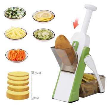 Multifunctional Vegetable Cutter with 4 Blades Potato Fruit Peeler Carrot Grater Kitchen Basket Slicer