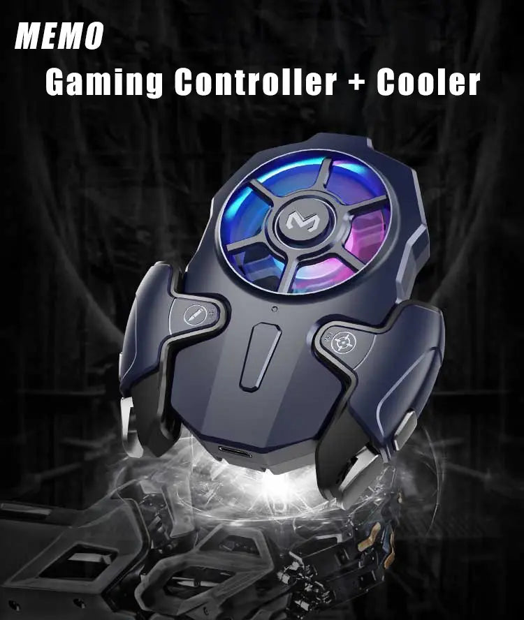 MEMO AK03 PUBG Mobile Phone Gaming Controller Trigger Adjustable Gear Low Noise Cooler with RGB Light