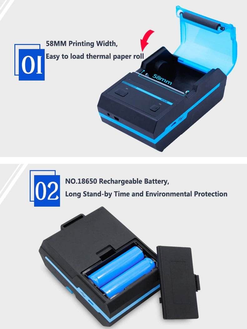 MHT-P5801 48mm Mini Portable Bluetooth Thermal Receipt Printer - Al-Raheem Imports