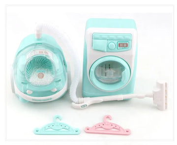 Mini Simulation Light Electric Washing Machine and Vacuum Cleaner Pretend Play Toy Set