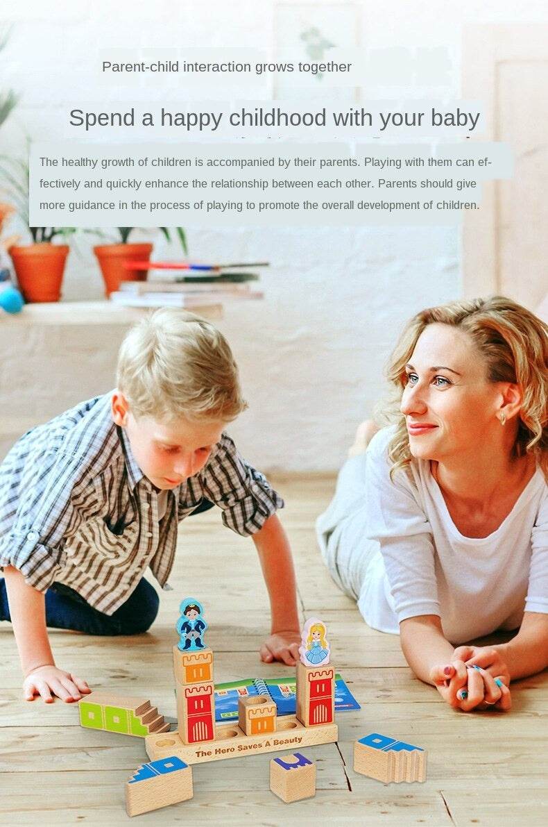 Wooden Building Blocks Toy Prince Save The Princess Interactive Game For Kids 3D Blocks - Al-Raheem Imports