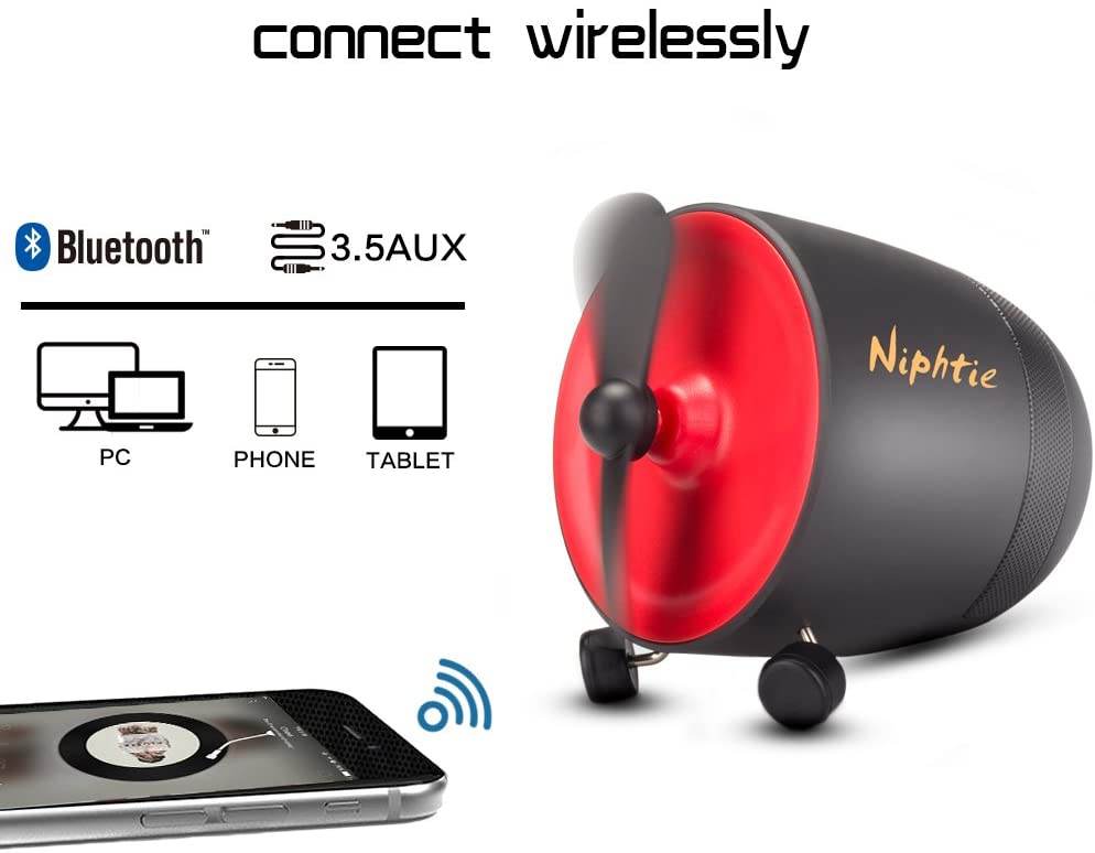 Mooyee Bluetooth Portable Speaker Aero Wireless Stereo Sound Mini Fan Design - Al-Raheem Imports