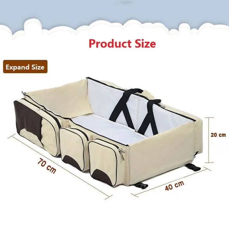 Portable Foldable Baby Travel Bed Crib Mummy Bag Newborn Carry Cot Mosquito Net Safe Non Toxic Cotton Flax Lightweight Compact for Infants 0 2 Years All Occasions Park Beach Home Use