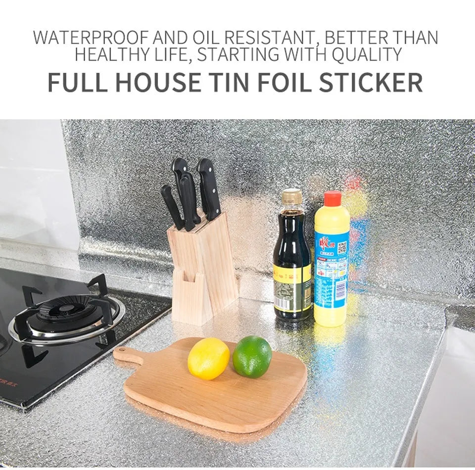 60 x 100cm Kitchen Oil-Proof Waterproof Aluminum Foil Wall Sticker DIY Wallpaper