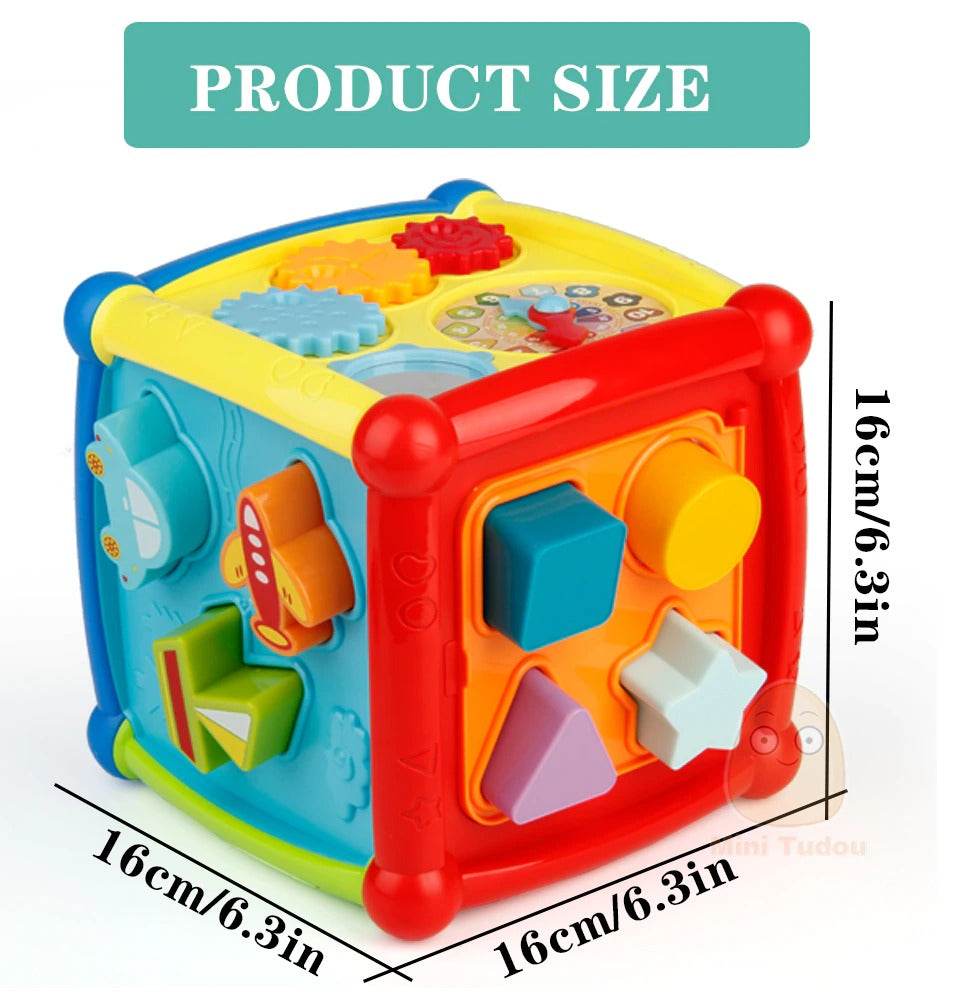 Multifunctional Musical Toddler Toy Educational Baby Gear Clock with Geometric Block Sorting - Al-Raheem Imports