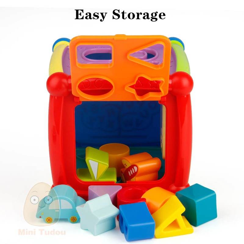 Multifunctional Musical Toddler Toy Educational Baby Gear Clock with Geometric Block Sorting - Al-Raheem Imports