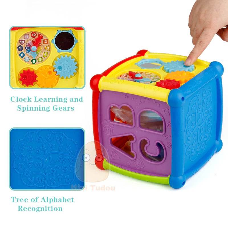 Multifunctional Musical Toddler Toy Educational Baby Gear Clock with Geometric Block Sorting - Al-Raheem Imports