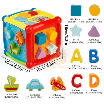 Multifunctional Musical Toddler Toy Educational Baby Gear Clock with Geometric Block Sorting - Al-Raheem Imports