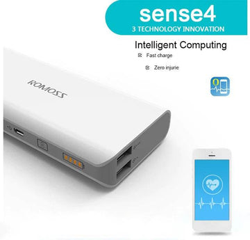 ROMOSS Sense 4 10400mAh Dual USB Power Bank with LED Display Portable Battery Charger for Mobile Phones - Al-Raheem Imports
