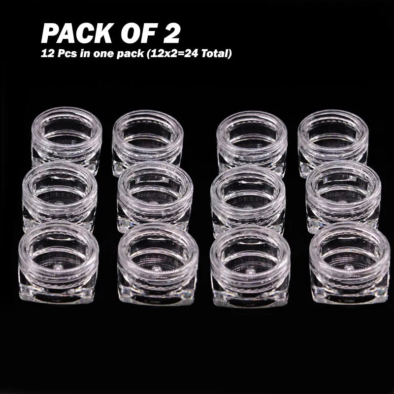 2 Packs of 12 Piece Round Small Storage Plastic Bottles for Jewelry Beads Cosmetics and Accessories with Clear Screw Lid Jars for Travel and Makeup Sampling