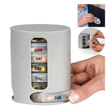 Pro Pill Box 7 Days Medicine Container Round Case Dispenser