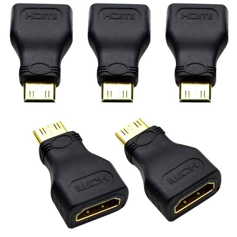 Pack of 5 Mini HDMI to HDMI 1.4 Gold Plated Male to Female Adapters - Al-Raheem Imports