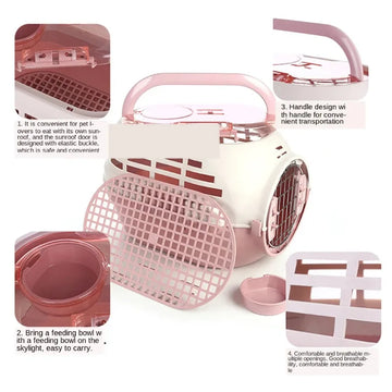 Portable Pet Travel Kennel with Safety Spring Lock & Dual Doors for Cats & Small Dogs