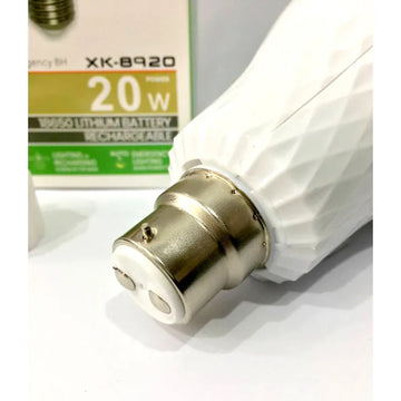 B22 Portable 20 Watt Rechargeable Two Battery LED Emergency Bulb with Holder 4 Hours Backup