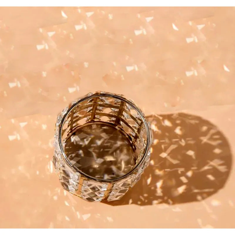 Crystal Vase Multi-Purpose Rotating Storage Basket Gold Silver Metal Crystal Home Decor Organizer