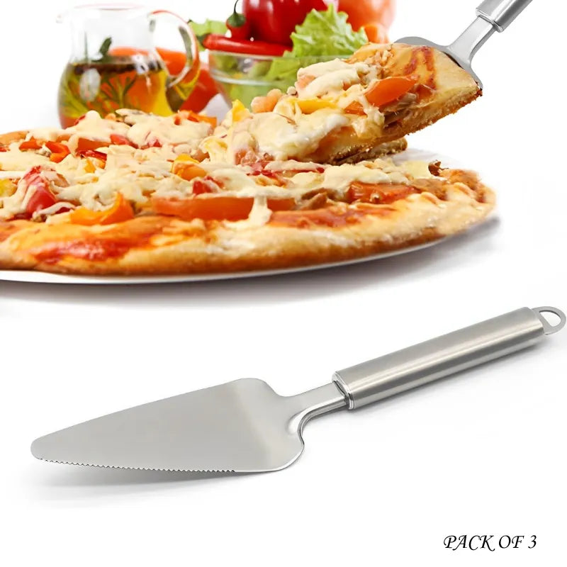 Pack of 3 High-Quality Stainless Steel Cake and Pizza Servers 2-in-1 Cutter and Server
