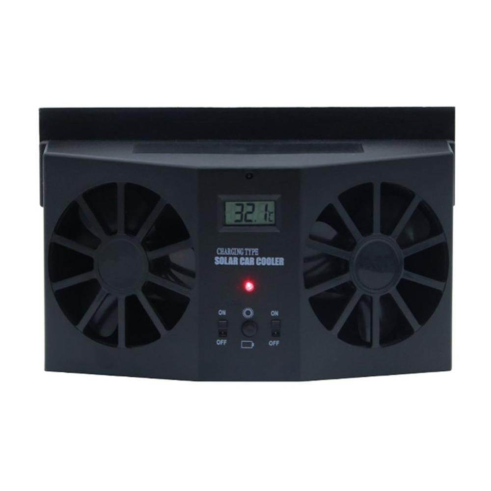 Solar Powered Car Cooler Window Exhaust Fan Dual Power Radiator Ventilation System - Al-Raheem Imports