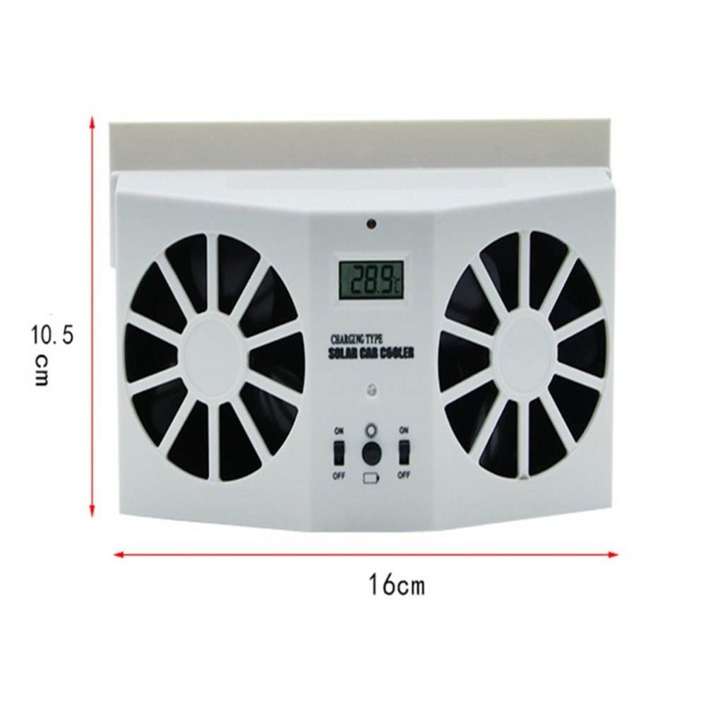 Solar Powered Car Cooler Window Exhaust Fan Dual Power Radiator Ventilation System - Al-Raheem Imports