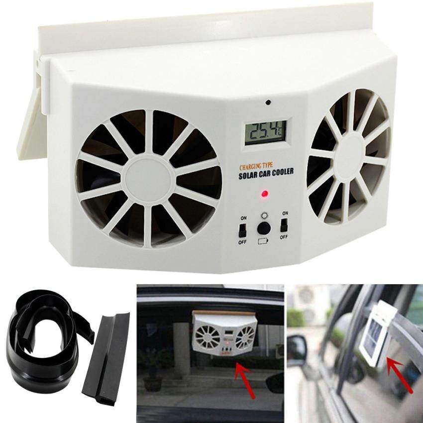 Solar Powered Car Cooler Window Exhaust Fan Dual Power Radiator Ventilation System - Al-Raheem Imports