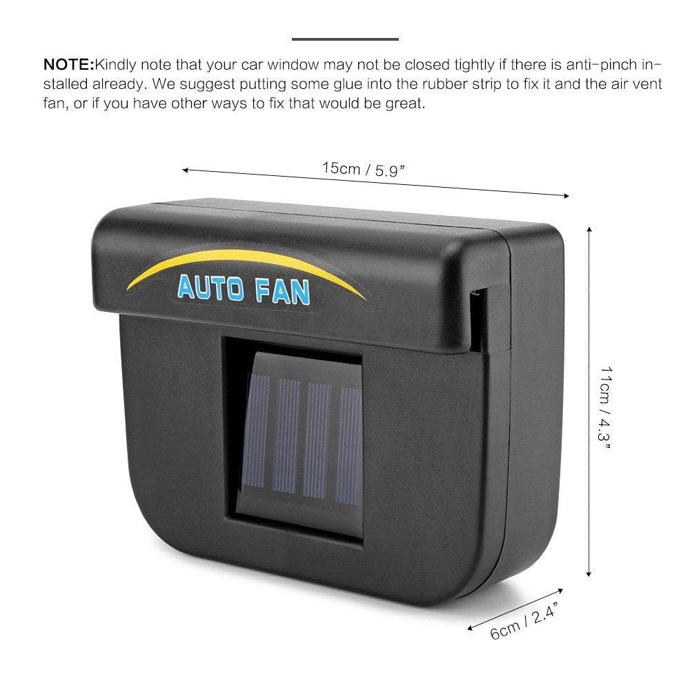 Solar Powered Car Window Cooling Fan Auto Air Ventilation Air Purifier System - Al-Raheem Imports