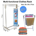 Multifunctional Foldable Clothes Rack Stainless Steel Indoor Outdoor Storage Solution - Al-Raheem Imports