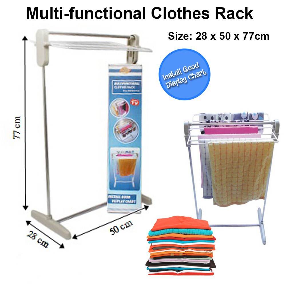 Multifunctional Foldable Clothes Rack Stainless Steel Indoor Outdoor Storage Solution - Al-Raheem Imports