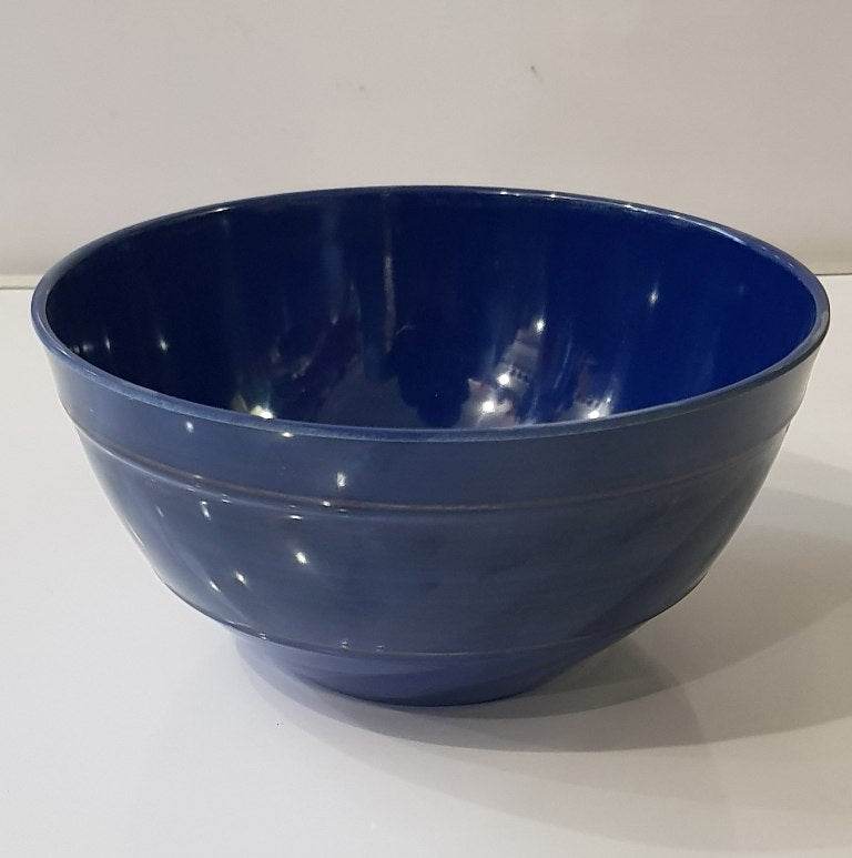 Blue Soup Bowl – Food Grade Glaze Melamine Anti-Knock Floral Design Tableware - Al-Raheem Imports