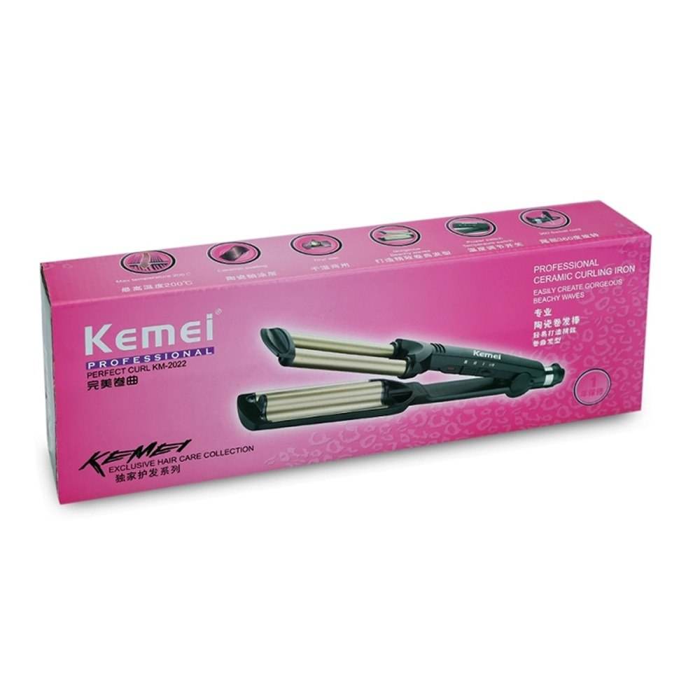 KEMEI Professional Hair Curler with 3 Barrels Big Wave Curling Iron Ceramic Hair Styling Tool - Al-Raheem Imports