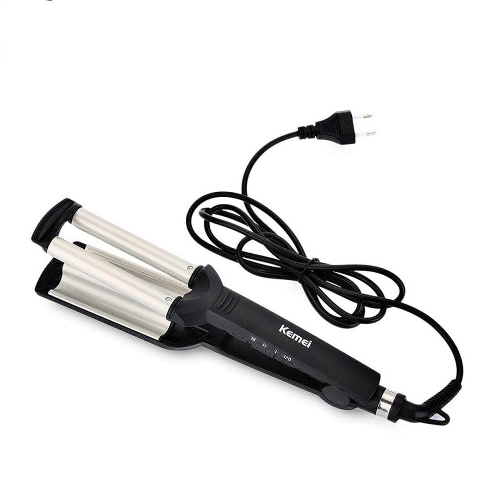 KEMEI Professional Hair Curler with 3 Barrels Big Wave Curling Iron Ceramic Hair Styling Tool - Al-Raheem Imports
